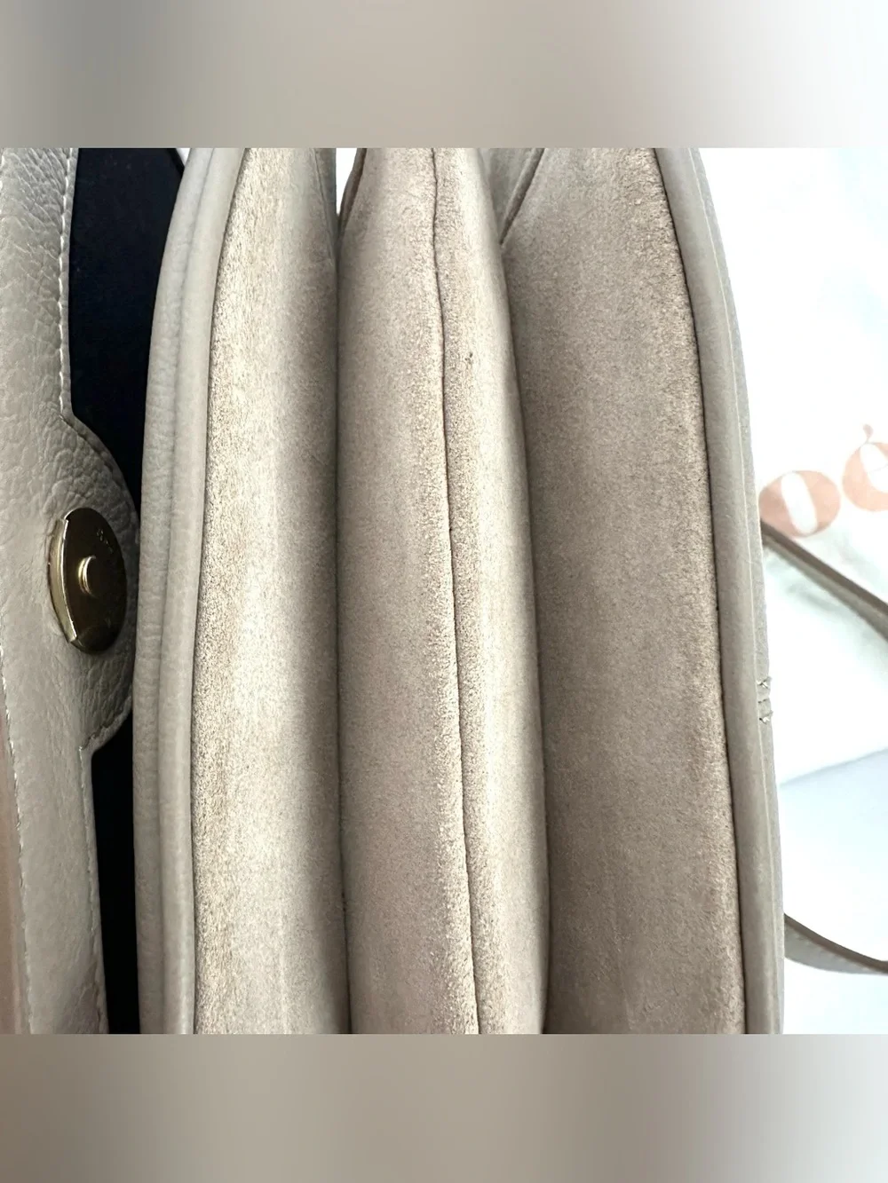 New See by Chloé Hana Suede & Leather Shoulder Bag in Motty Grey